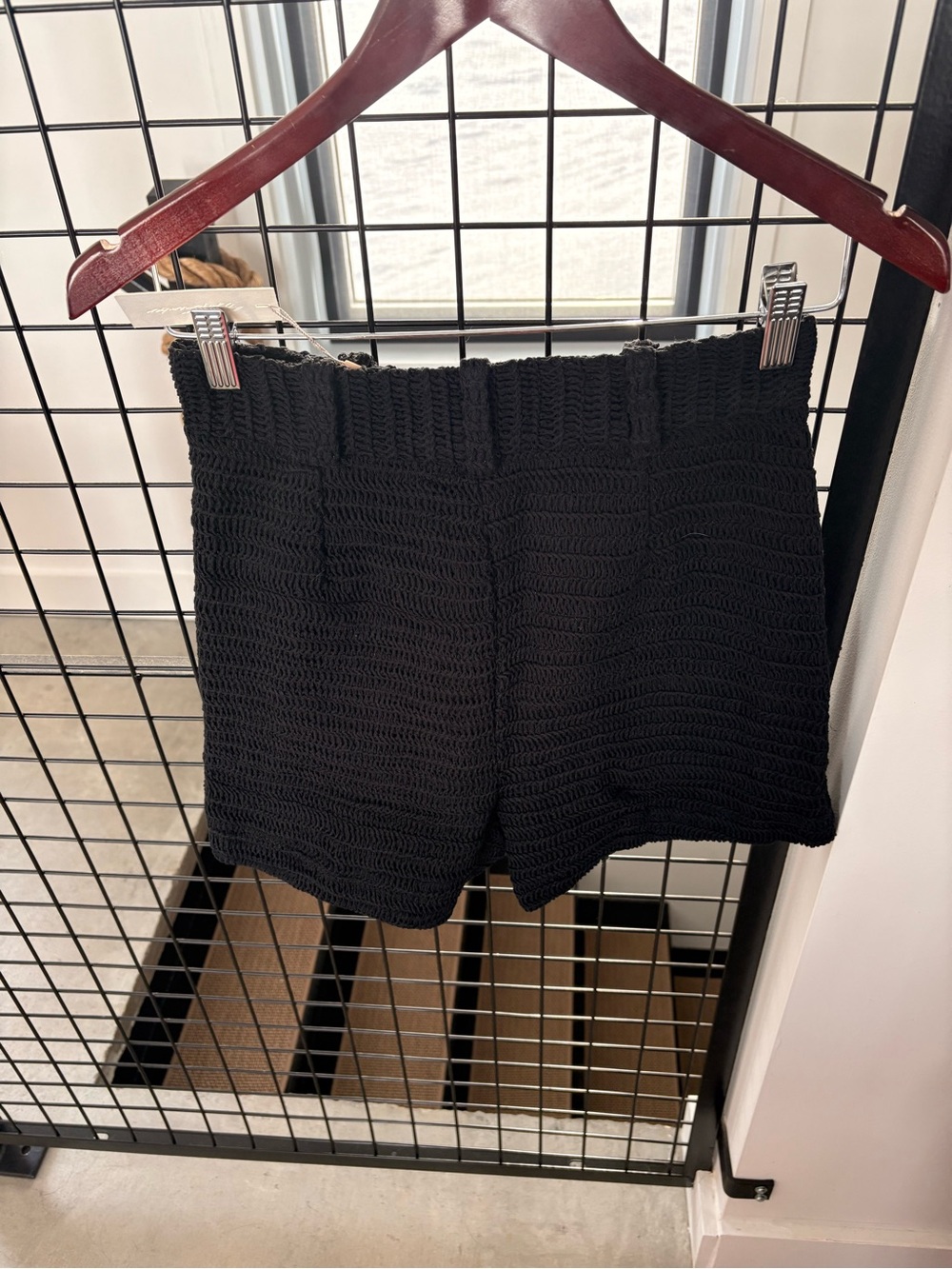 JLUXLABEL Black High-Rise Textured Knit Shorts